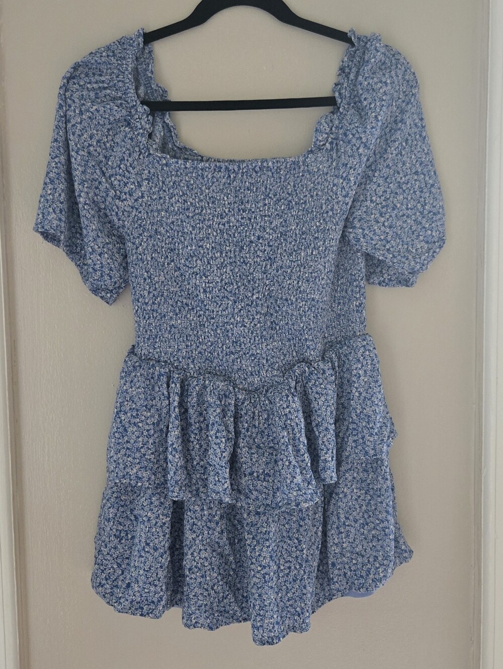 Japna Light Blue Floral Smocked Top